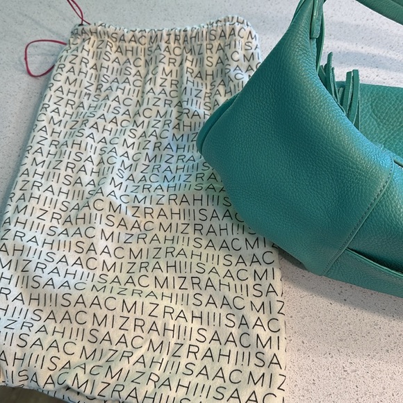 Isaac Mizrahi Leather Turquoise Hobo Shoulder Bag - Picture 6 of 15